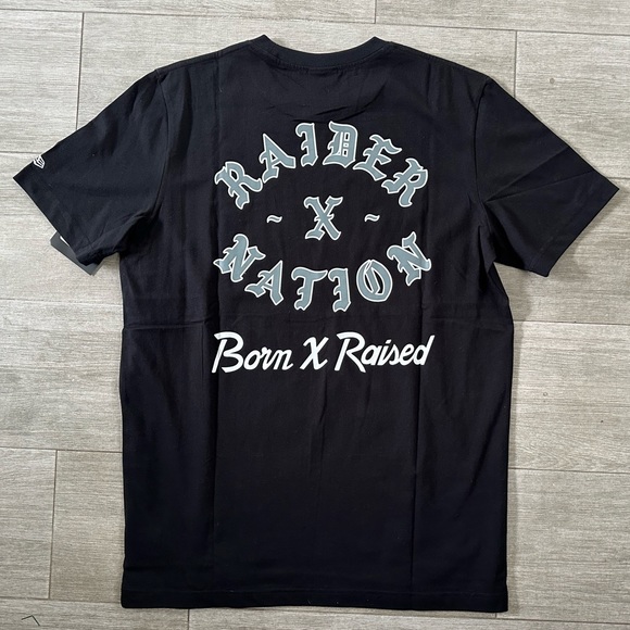 Men's BORN X RAISED Las Vegas Raiders Raider Nation Tee T-Shirt Black Sz L Large - Picture 7 of 8